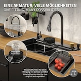 thumbnail of ML-Design Spülbecken Edelstahl 75 × 46 cm Anthrazit – Rechteckige Einbauspüle mit Wasserfall-Design, ausziehbarem Wasserhahn & Zubehör