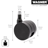 thumbnail of WAGNER Bürostuhlrollen 5tlg. DESIGN - Ø 50 mm, intervallgebremst, Steckstift, Tragkraft je 50 kg - DE Ware - 02173561