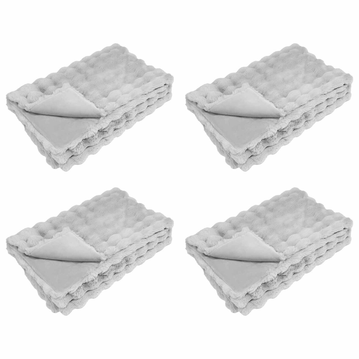 vidaXL Kunstfell Kaninchenfell Decke Olite 4 pcs Grau 240 x 270 cm