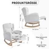 thumbnail of Schaukelstuhl 122x70x104 mit verstellbarer Fußstütze, Teddy-Stoff, Holzrahmen, Gepolstert, Stauraum an Armlehnen, Modernes Design, Weiß