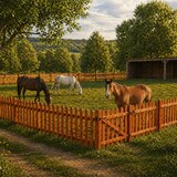 thumbnail of Staccionata In Legno Di Pino Impregnato Per Giardino Orto E Recinzioni Decorative Con Doghe Arrotondate Barriera Outdoor 200 x 80 Cm Legno Scuro