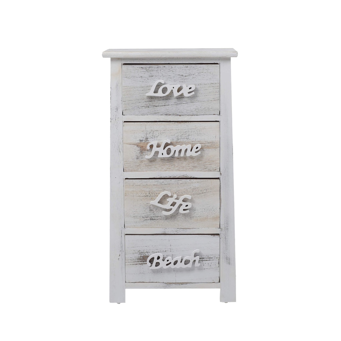 Rebecca Mobili Comodino Cassettiera 4 Cassetti Bianco Grigio Shabby 73x37x27