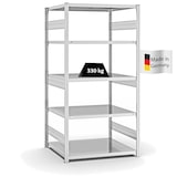 thumbnail of PROREGAL Fachbodenregal Stecksystem | Grundregal | HxBxT 200x100x80cm | 5 Ebenen | Fachlast 330 kg | Beidseitig nutzbar | Lichtgrau