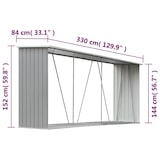 thumbnail of vidaXL Brennholzlager aus verzinktem Stahl 330x84x152 cm Grau