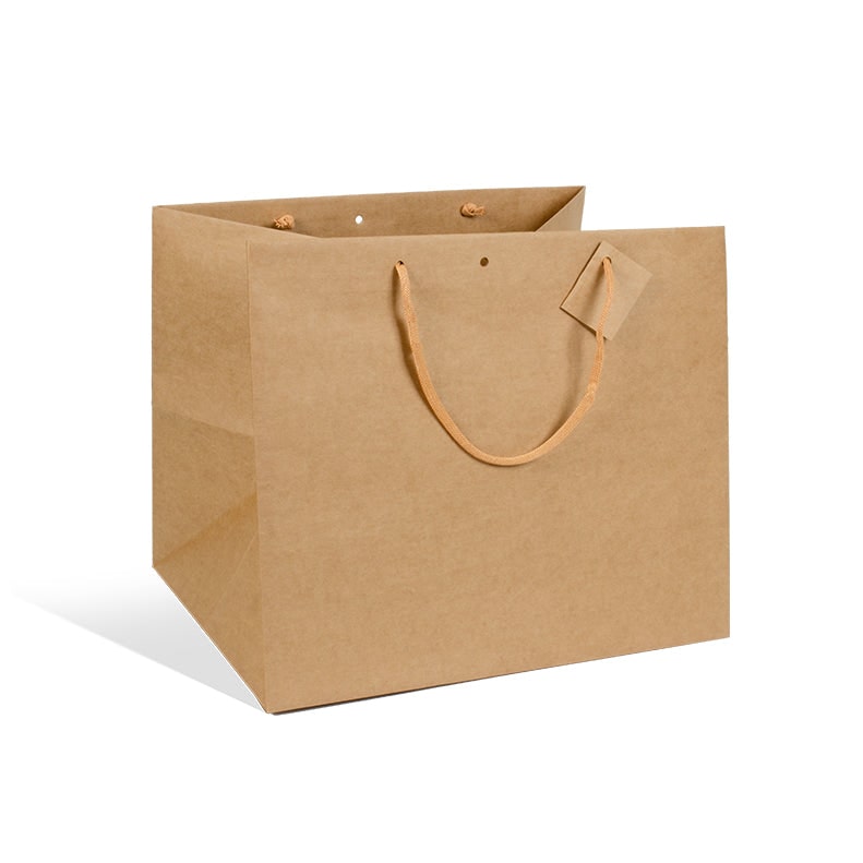 Luxus-Tasche Catering braunes Kraftpapier Kordelgriffe 38 + 31 x 32 cm je 50 - Gimex