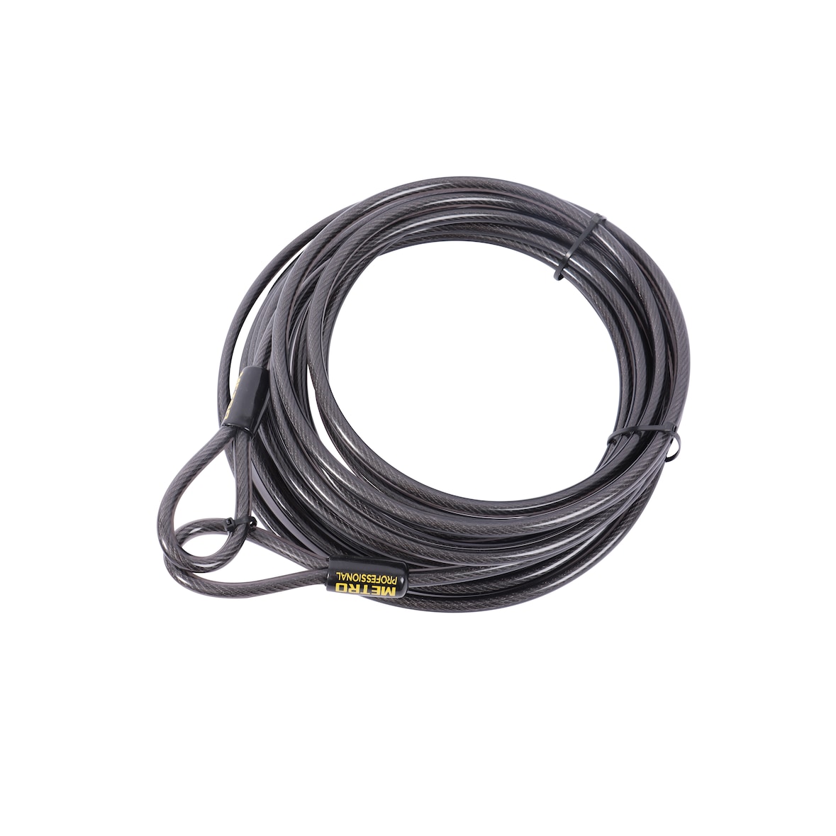 METRO PROFESSIONAL Câble de sécurité, acier/PVC, 10 m, 2 boucles, noir