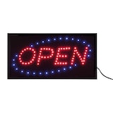 thumbnail of Securit® Insegna LED – OPEN – Luci Rosse & Blu Lampeggianti – Nera – Alimentatore 220V e Cavo 130 cm