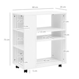 thumbnail of Regal WL5.694 Weiß 60 x 75 x 35  cm Regalwagen mit Rollen Holz, Schmales Küchen-Regal, Telefontisch Rollwagen Modern, Bücher-Regal schmal
