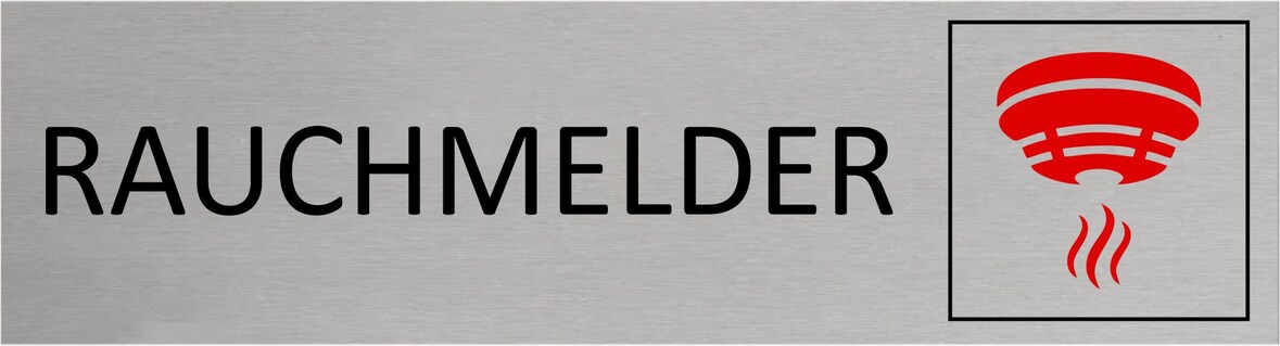 CombiCraft Aluminium Türschild Rauchmelder 165x45mm mit 3M-Tape