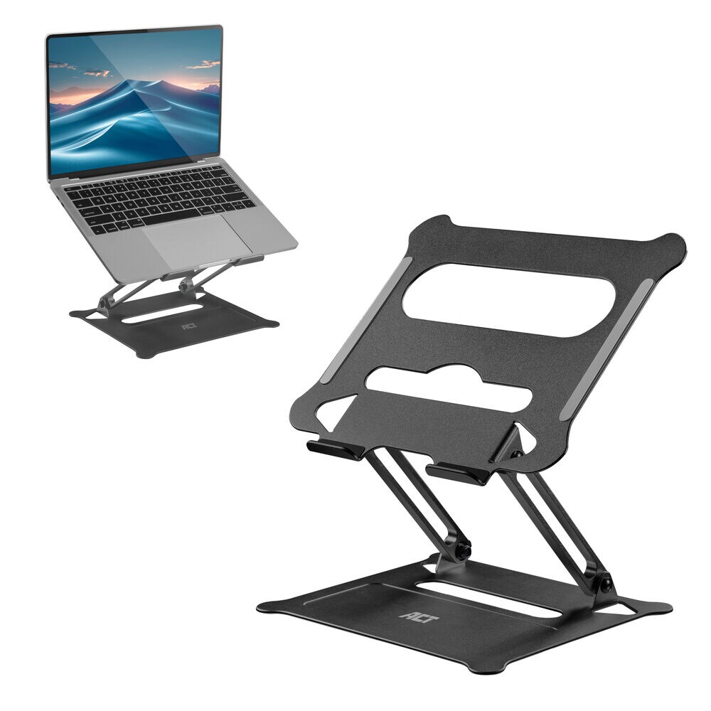 ACT AC8140 Laptopstandaard | Inklapbaar | Traploos in hoogte verstelbaar | Tot 15.6" | Ergonomisch | Aluminium