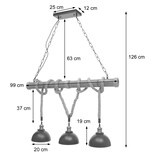 thumbnail of Pendelleuchte HWC-H82, Hängelampe Hängeleuchte, Industrial Vintage Bambus Seil Metall schwarz ~ 3x Kuppellampenschirm