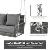 thumbnail of Merax Hollywoodschaukel, Gartenschaukel, Gartenmöbel-Set, Graues Rattan, graues Sitzkissen, 2 Sitze, mit Sitzkissen und Rückenkissen