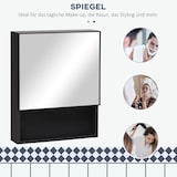thumbnail of Spiegelschrank Bad Hängeschrank 46x14x58 cm Schwarz mit Spiegeltür 3 Fächern Edelstahl wasserfest lackiert wandmontiert