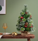 thumbnail of Künstlicher Tannenbaum mit Beeren und Zapfen 60cm im Jutesack - kleiner Deko Christbaum Weihnachtsbaum Kunstbaum Dekobaum - Weihnachtsdeko Baum grün
