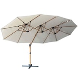 thumbnail of Parasol déporté rotatif 360° 3 têtes (4,5 x 2,65 m) + housse écru