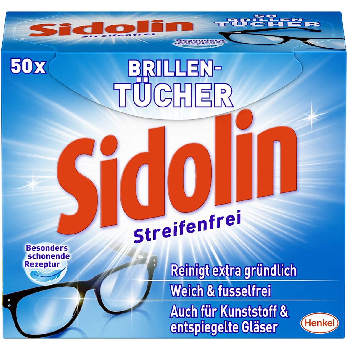Sidolin Brillen Putztücher 50 Stück Reinigungstücher Brillenputztücher Reiniger