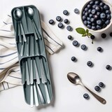 thumbnail of Intirilife Besteckkasten Schubladen Organizer aus Kunsstoff in Grau - 40 x 11 x 5.5 cm - Einsatz für Schubladen für Besteck Kochutensilien