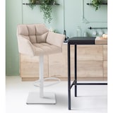 thumbnail of Banco de bar Damaso com revestimento em tecido marfim/branco