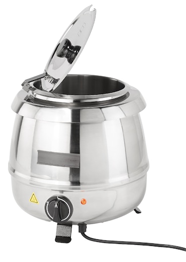 METRO PROFESSIONAL Soepketel GSK2009, staal, Ø 34 x 36 cm, 9 L, draaibaar deksel, uitneembare kom, zilver