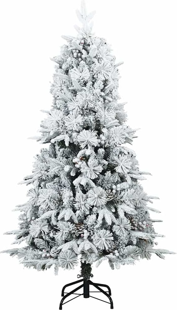 vidaXL Künstlicher Scharnier-Weihnachtsbaum schneebedeckt Weiß 150 cm