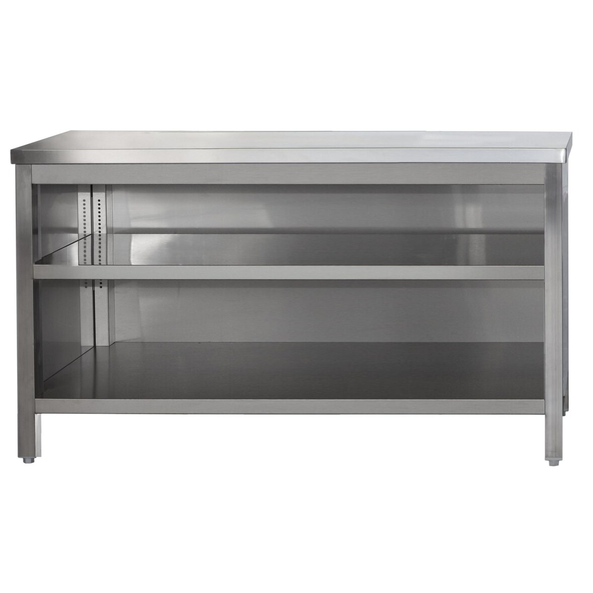 Edelstahl Arbeitsschrank offen mit höhenverstellbaren Zwischenboden | Bautiefe 600mm |  AISI 304