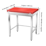 thumbnail of Werktafel in roestvrij staal 600x500 mm met rode snijplank en versteviging PREMIUM - GOLDINOX