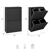thumbnail of ARREGUI Basic CR606-B 4-bins stalen afval- en recyclingbak, recyclingkast, 4 x 17 L (68 L), zwart