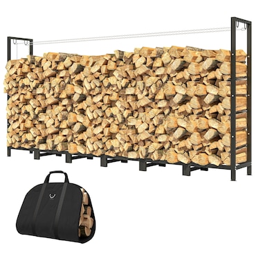 Outsunny Legnaia 0.8m³ in Metallo con Telo Impermeabile 235x31x116 cm