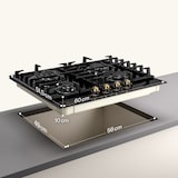 thumbnail of Victoria 4 Zonen Gaskochfeld 4-flammig Sabaf-Brenner Glaskeramik Schwarz