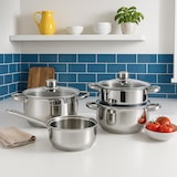 thumbnail of WellHome - Batería de Cocina con Juego de 2 Sartenes en Acero inoxidable ø20/24cm, Aptas para inducción y SIN revestimiento antiadherente