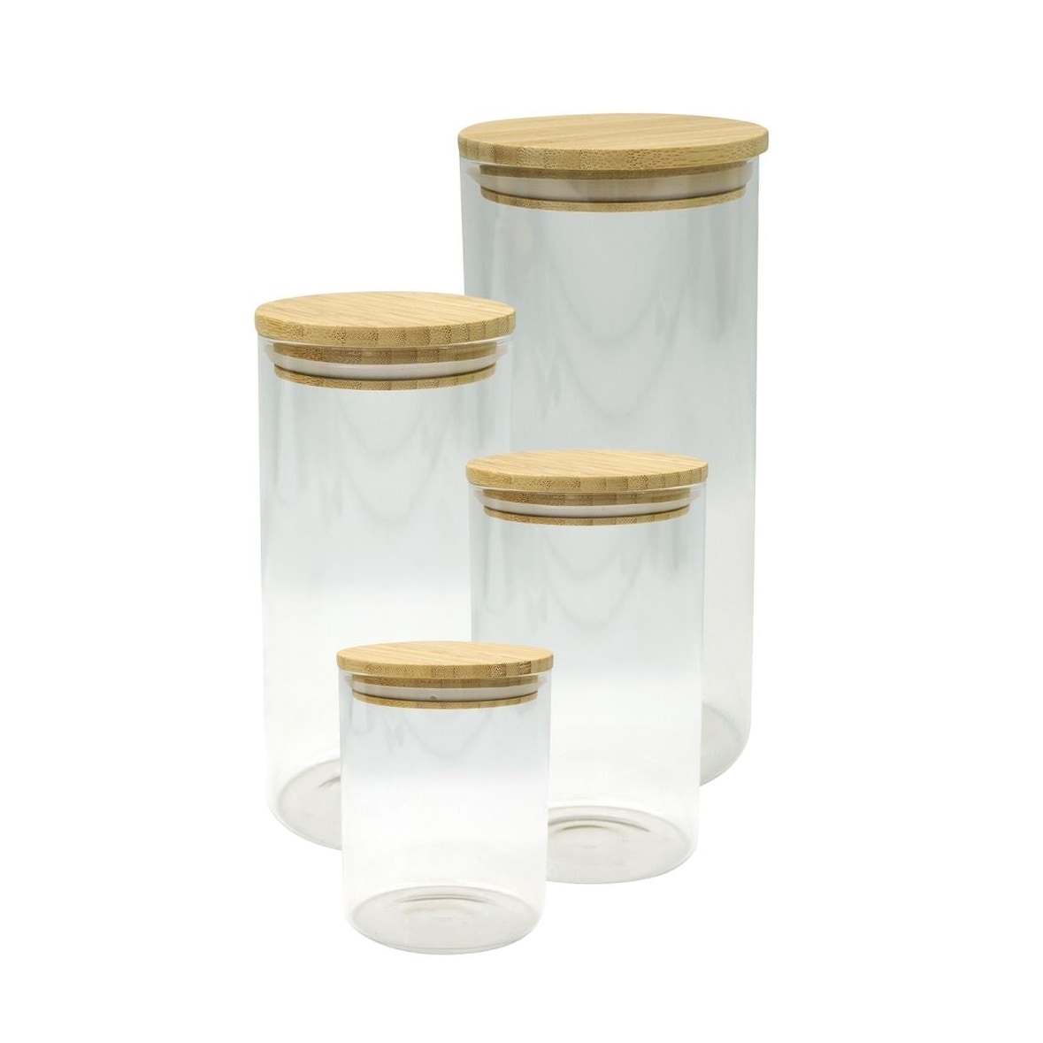 Set de 4 boîtes de conservation en verre avec couvercle en Bambou Fackelmann Nature