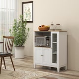 thumbnail of HOMCOM mueble auxiliar de cocina moderno con estantes 3 puertas compartimiento abierto y sistema anti-vuelco para comedor 80x35x97 cm blanco