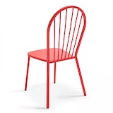 thumbnail of Set van bistrotafel en 2 rode stalen stoelen - Oviala