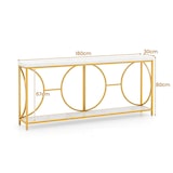 thumbnail of COSTWAY 180 cm Konsolentisch, Flurtisch, schmal, Marmoroptik, Sofatisch mit geometrischem Metallgestell, Beistelltisch, Gold + Weiß