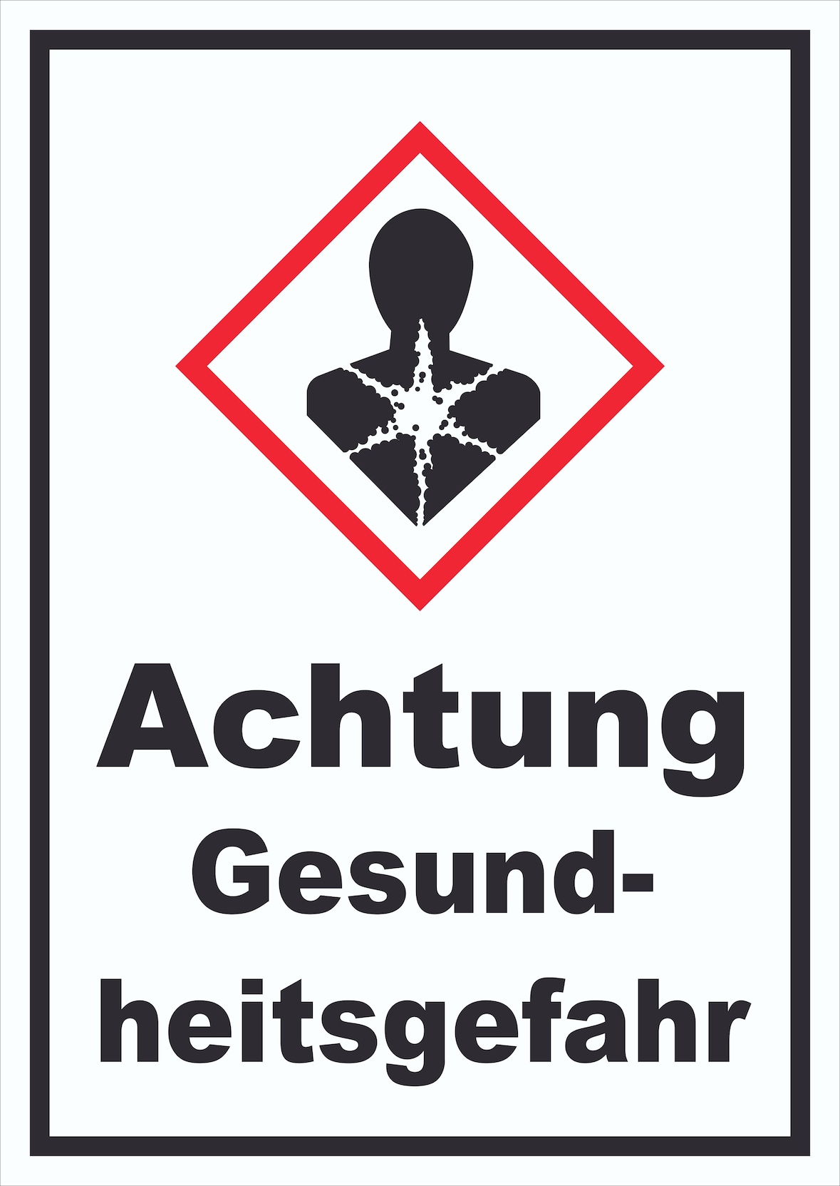 Schild Gesundheitsgefahr Sensibilisierung der Atemwege hochkant A6 (105x148mm)