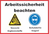 thumbnail of Arbeitssicherheit Explosionsstoffe Schutzbrille Schild A2 Rückseite selbstklebend