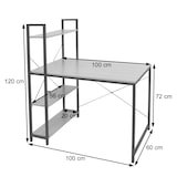 thumbnail of Schreibtisch mit Regal HWC-K81, Laptoptisch Bürotisch Arbeitstisch, 100x60cm Metall MDF ~ Marmor-Optik weiß