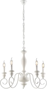 thumbnail of Cascina - Shabby-Kronleuchter aus weiß lackiertem Holz und Eisen, 5 Lichter, 115 - Ø60 - BL265-5-BCO