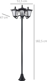 thumbnail of Outsunny Candeeiro Solar de Jardim com 3 Luzes LED Impermeável IP44 Sensor de Noite Candeeiro de Exterior 51,5x47x182,5cm Preto