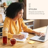 thumbnail of Teeflasche mit Deckel und Sieb 500 ml doppelwandiges Glas Bambus  Hülle Klarglas