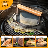 thumbnail of BBQ-Nerd® Fleischpresse aus Gusseisen mit Holzgriff - 21x11 cm rechteckig ? Fleischbeschwerer Burgereisen Grillpresse ? Grillgewicht für BBQ Fleisch