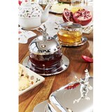 thumbnail of Marmeladenglas Hirsch mit Untersetzer und Löffel, edel versilbert, Höhe 11 cm, ø 14 cm, ø Glas 10 cm