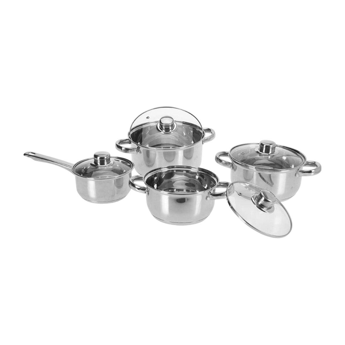 WellHome - Batería de cocina 4 piezas en Acero inoxidable Apto para Inducción