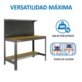 thumbnail of SimonRack Établi d’atelier, 1210x610 mm, panneau perforé, Charge 600 kg, Gris - BT-3