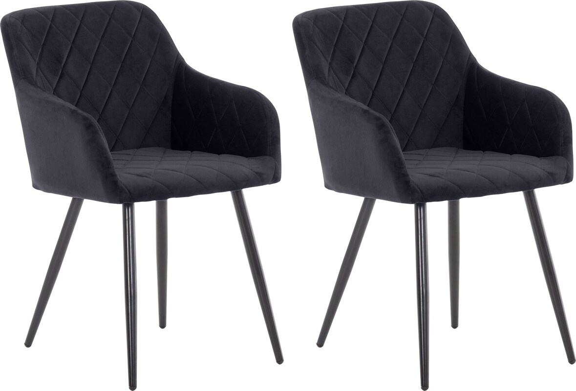 2er Set Esszimmerstuhl LISAN - Samt Schwarz 47x44x84 cm | Essstühle Esszimmerstühle Küchenstühle Wohnzimmerstühle
