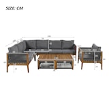 thumbnail of Merax tuinset loungeset voor 7-8 personen, tuinmeubelset met bank, tafel, hocker en kussens, naturel en grijs