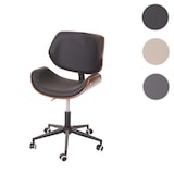 thumbnail of Bürostuhl | HxBxT 90x57x57 cm | Sitzhöhe 43cm | Bugholz Walnuss-Optik Retro drehbar höhenverstellbar MVG | Creme | Drehstuhl Schreibtischstuhl