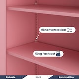 thumbnail of Aktenschrank abschließbar KADO - 5 Ebenen, Flügeltüren | Metallschrank Werkstatt Büroschrank aus Stahl Werkzeugschrank, 195x90x40cm Rosa
