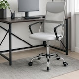 thumbnail of Ergonomischer Bürostuhl Drehstuhl mit Armlehnen und höhenverstellbar für Schreibtisch atmungsaktiver Stoff gepolsterte Sitzfläche  65 x 65 x 118 cm