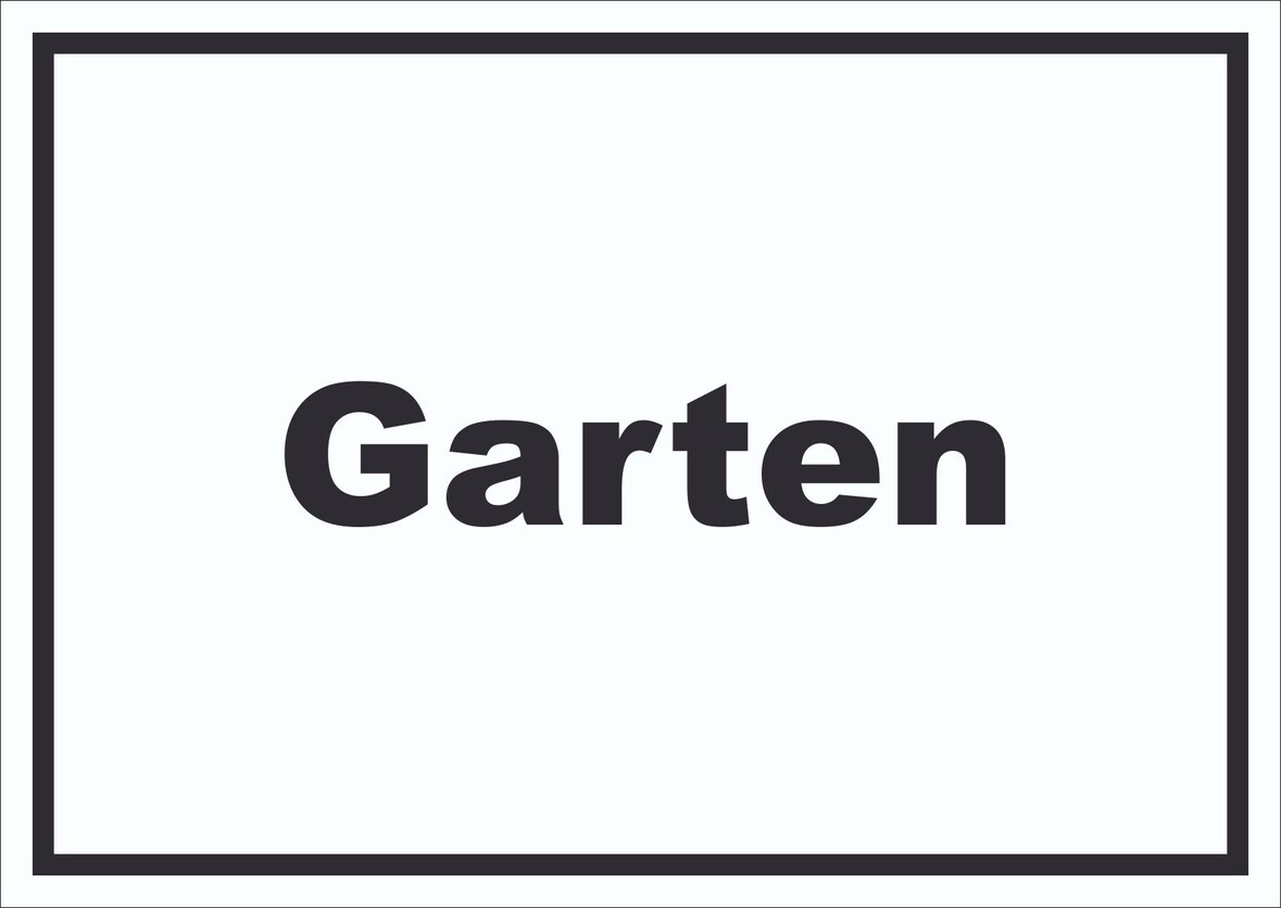 Garten Schild mit Text Blumen Rasen waagerecht A1 Rückseite selbstklebend